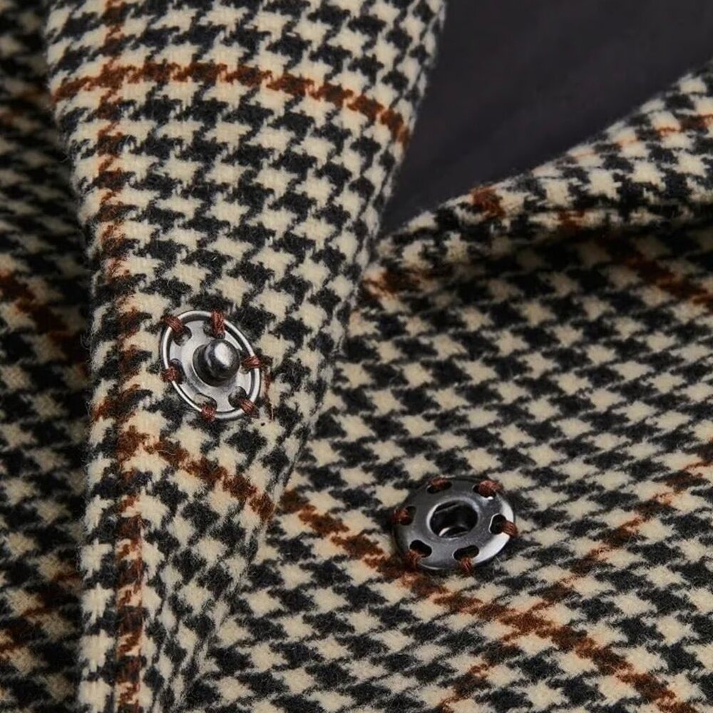 H&M Houndstooth Tie-Belt Coat